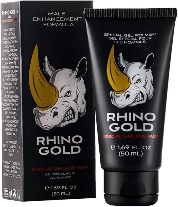 Rhino Gold Gel Íntimo para Hombre - Ayuda Tópica de Refuerzo de Fuerza Masculina Estamina Autoestima Puro Natural Pro para Excitación más Intensa, Aumento de Energía, Mayor Rendimiento